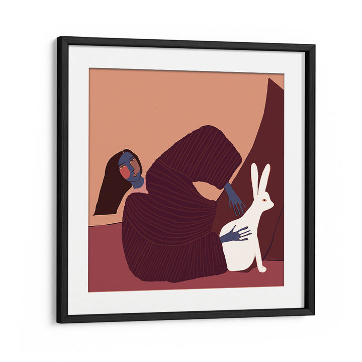 LADY AND RABBIT , PORTRAITS & FIGURATIVE ILLUSTRATIONS