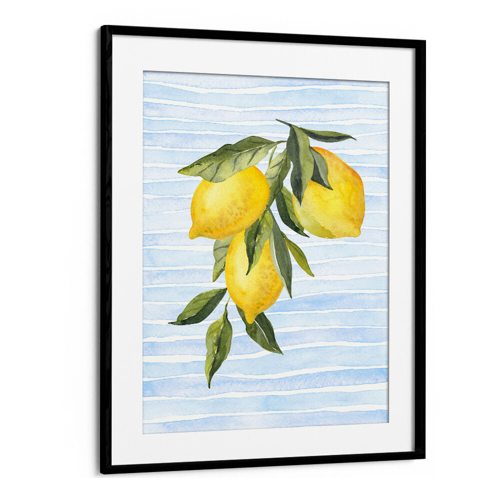 LEMONS ON STRIPES WATERCOLOR , KITCHEN POSTERS