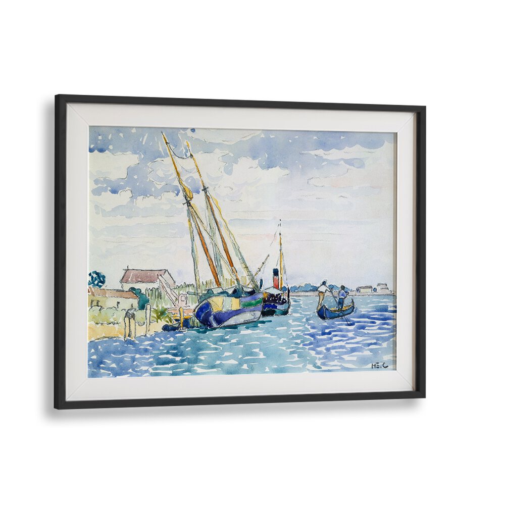 MARINE SCENE (BOATS NEAR VENICE) (1903) , VINTAGE PAINTINGS