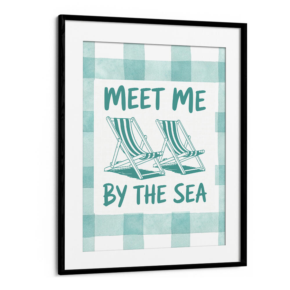 MEET ME BY THE SEA GREEN CHECKS , BEACH PAINTINGS