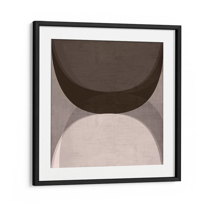 Stylish MODERN MOCHA II, GEOMETRIC ART PRINTS framed to enhance contemporary home decor with elegant shapes.