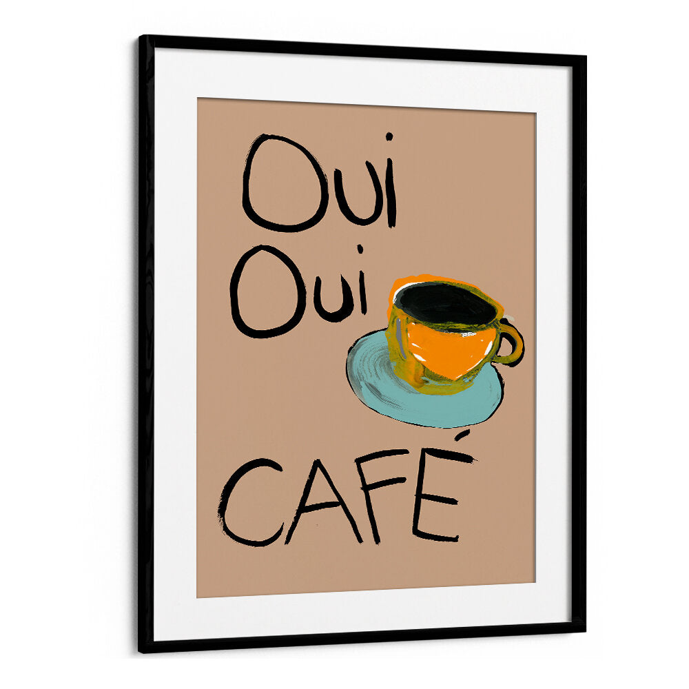 Bright abstract art featuring a coffee cup, celebrating OUI OUI CAFÉ, BAR & café culture for your home decor.