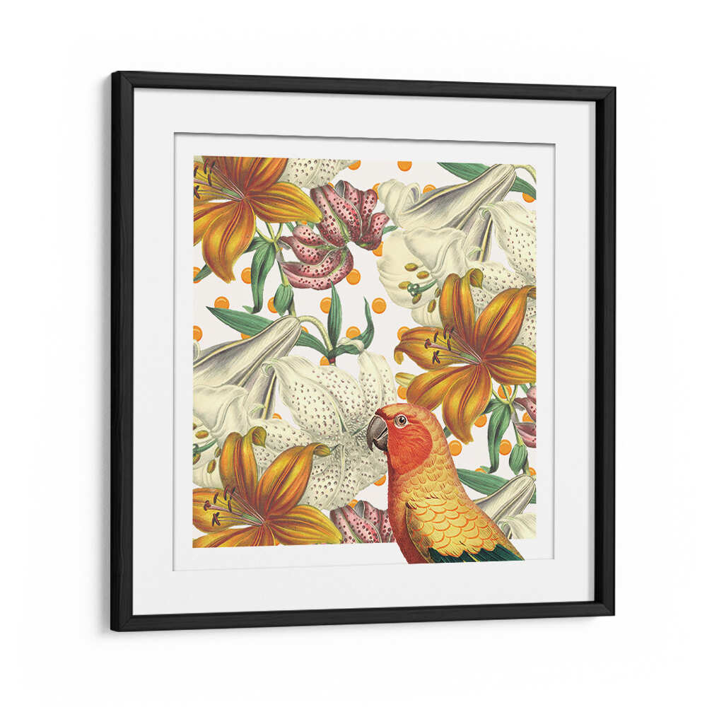 PARROT IN BLOOM , ANIMAL PAINTINGS