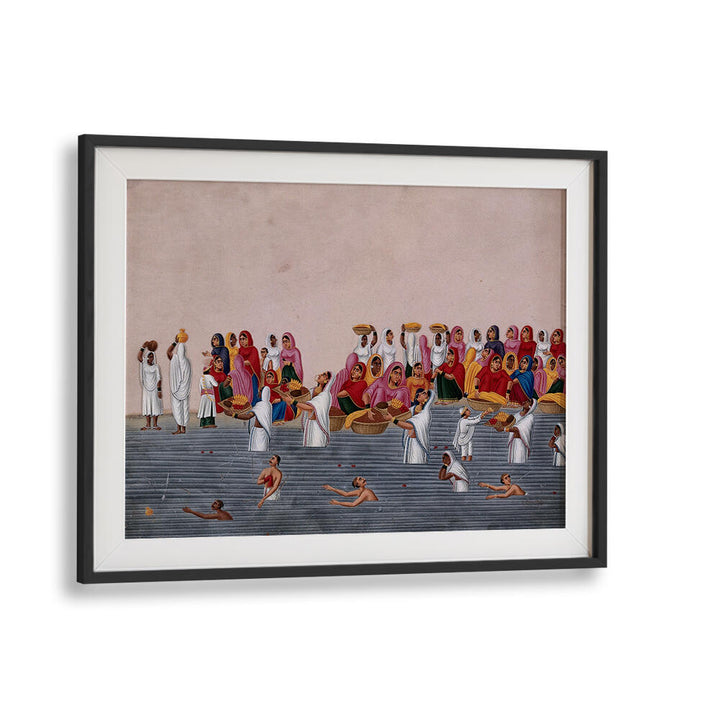 PEOPLE BATHING AND PRAYING IN RIVER GANGA