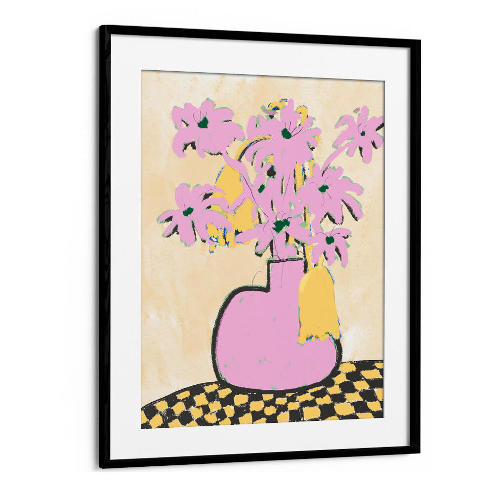 PINK FLOWERS IN A VASE , FLORAL FLOWER PAINTINGS