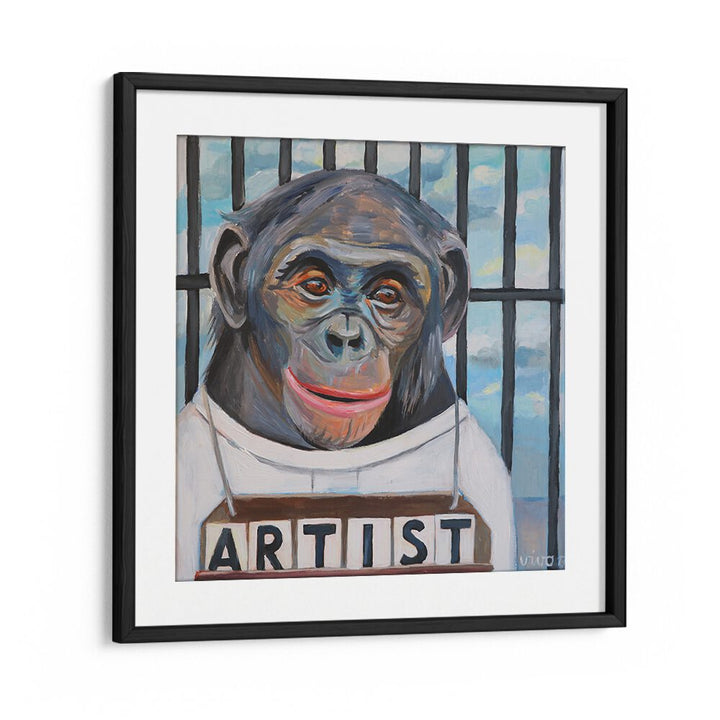 Vibrant PRIMATE PORTRAITURE, COMIC POSTERS showcasing an artistic chimpanzee, perfect for wall decor enthusiasts.