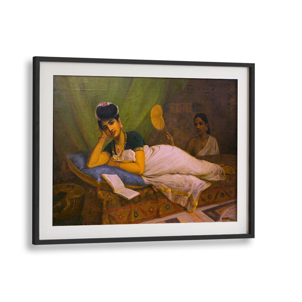 RECLINING WOMAN BY RAJA RAVI VARMA, INDIAN ART