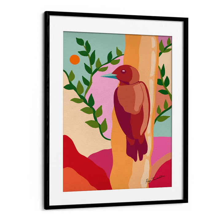 RUFUS WOODPECKER ABSTRACT ART