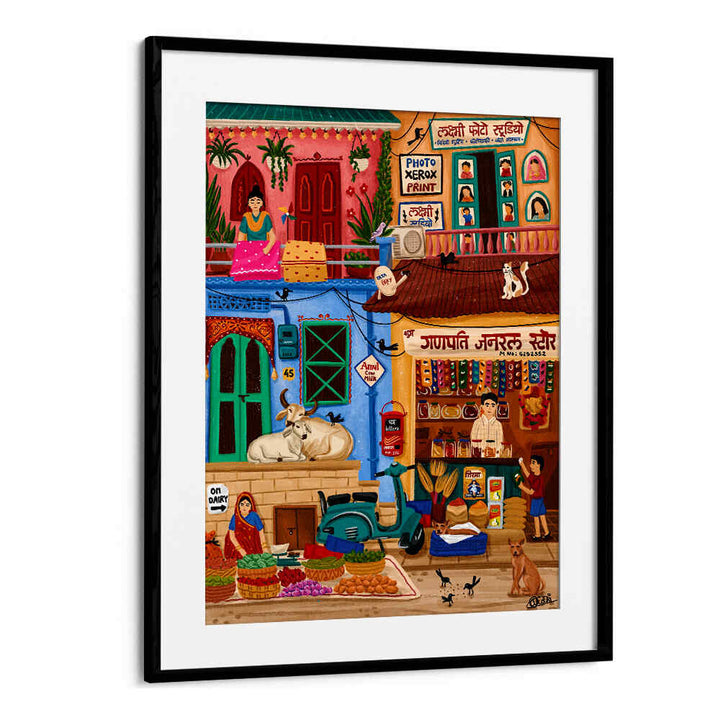 SABJI MARKET AND KIRANA STORE , INDIAN ART PAINTINGS