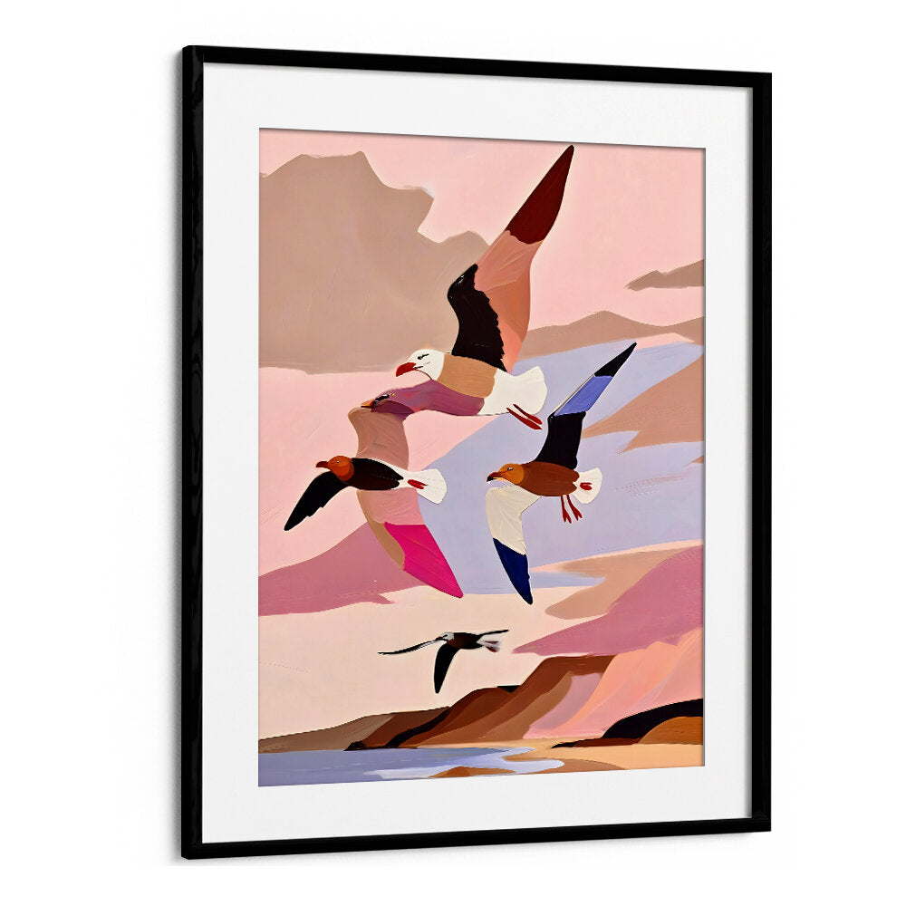 SOARING SILHOUETTE SEAGULLS