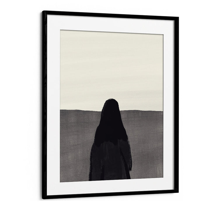 STANDING AGAINST A SERENE , ABSTRACT PAINTINGS