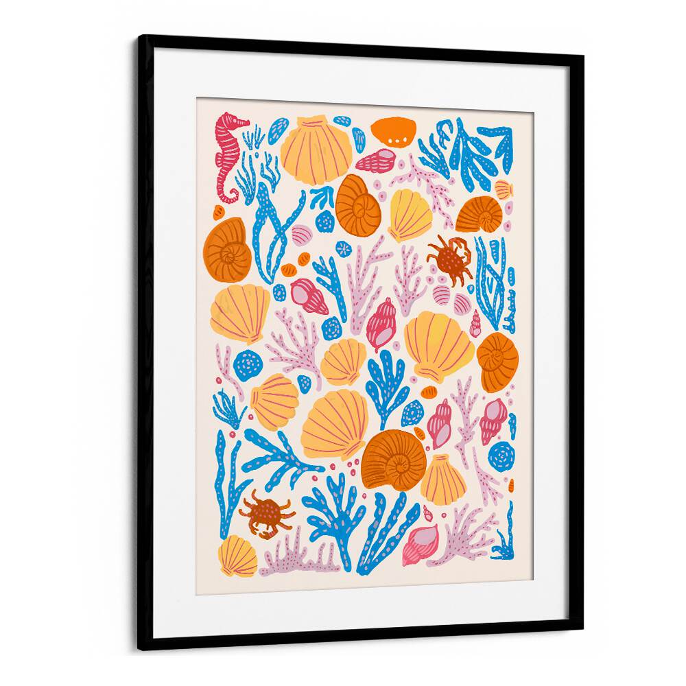 Vibrant SEA CRITTERS COLOR ON WHITE, BEACH PAINTINGS showcasing colorful marine life against a clean white background.