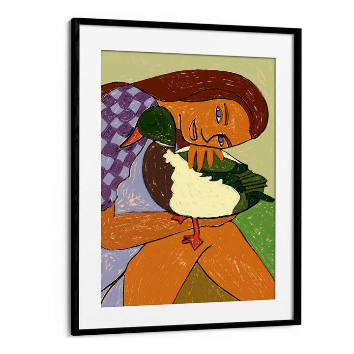 THE GIRL AND THE GREEN-HEADED GOOSE , PORTRAITS & FIGURATIVE ILLUSTRATIONS