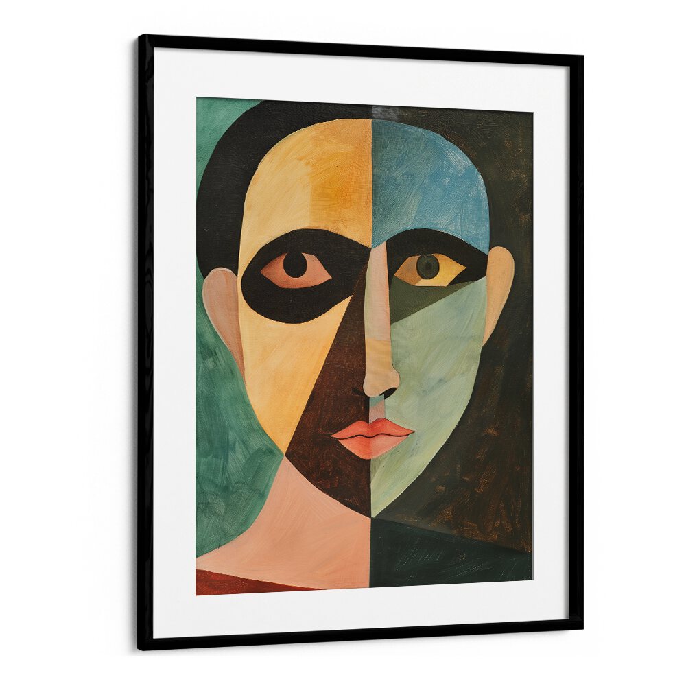 Stylized portrait showcasing "THE MAN IN GREEN, PORTRAITS," ideal for modern art lovers and decor enthusiasts.