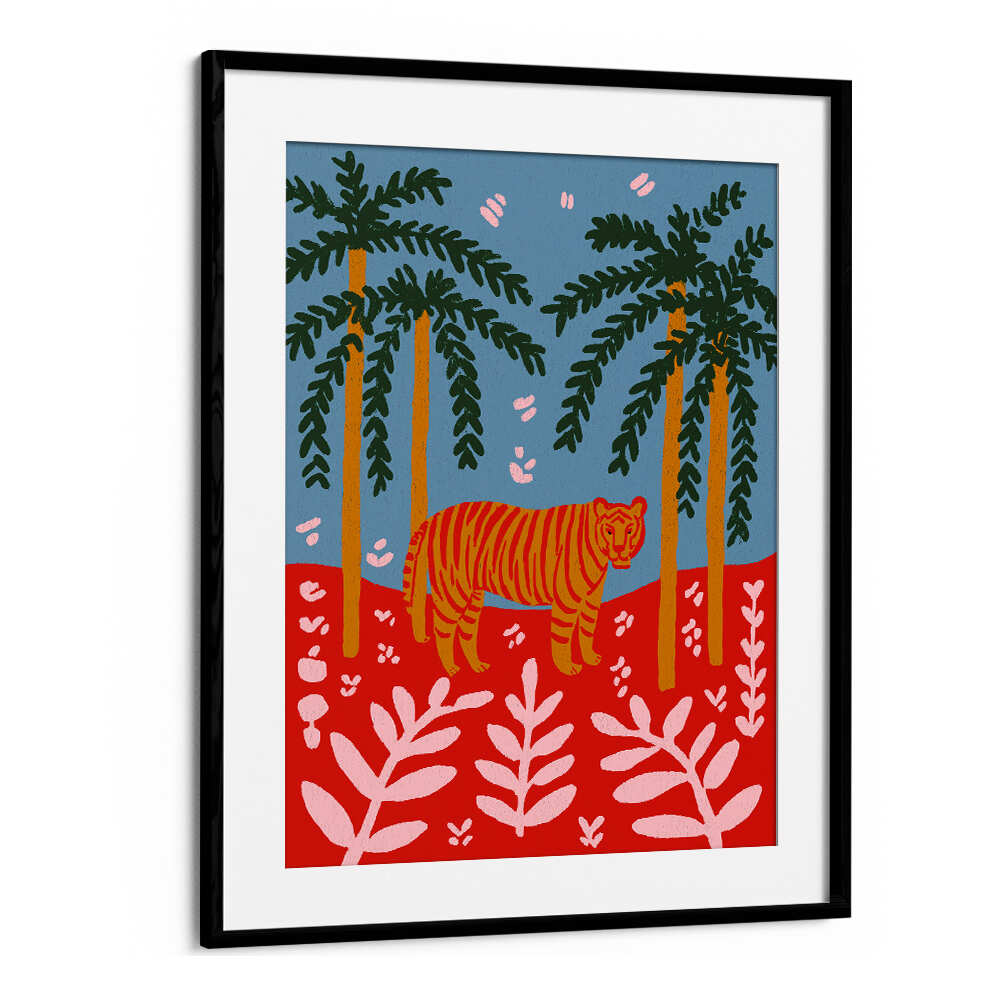 TIGER UNDER PALMS , ANIMAL PAINTINGS