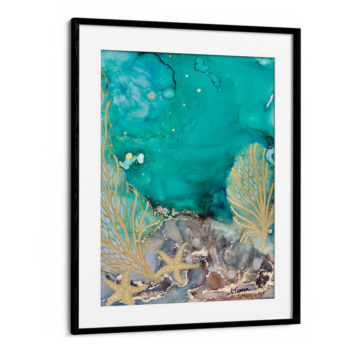 Stunning TURQUOISE WATERS NO II, BEACH PAINTINGS artwork featuring serene turquoise hues and elegant coastal elements.