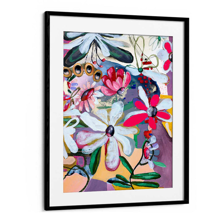 BOLD PINK AND WHITE PETALS , FLORAL FLOWER PAINTINGS