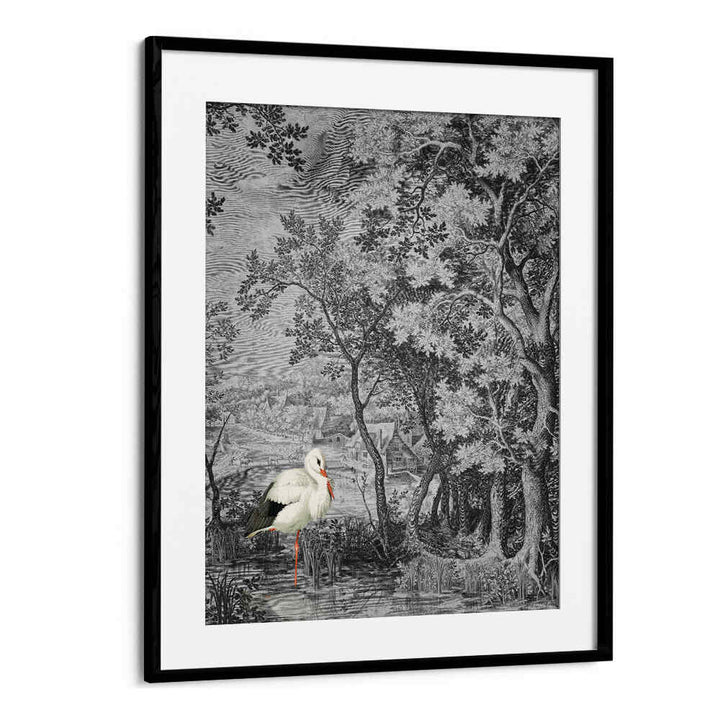 LANDSCAPE WITH STORK , ANIMAL PAINTINGS