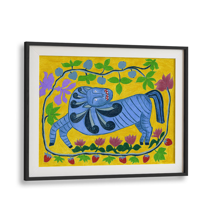 WHIMSICAL BLUE FOLK HORSE