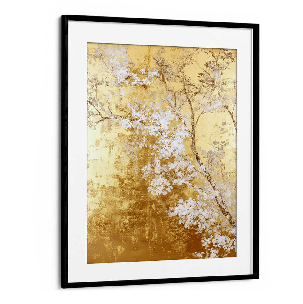 WHITE AND GOLD NATURE LANDSCAPE IV , FLORAL FLOWER PAINTINGS