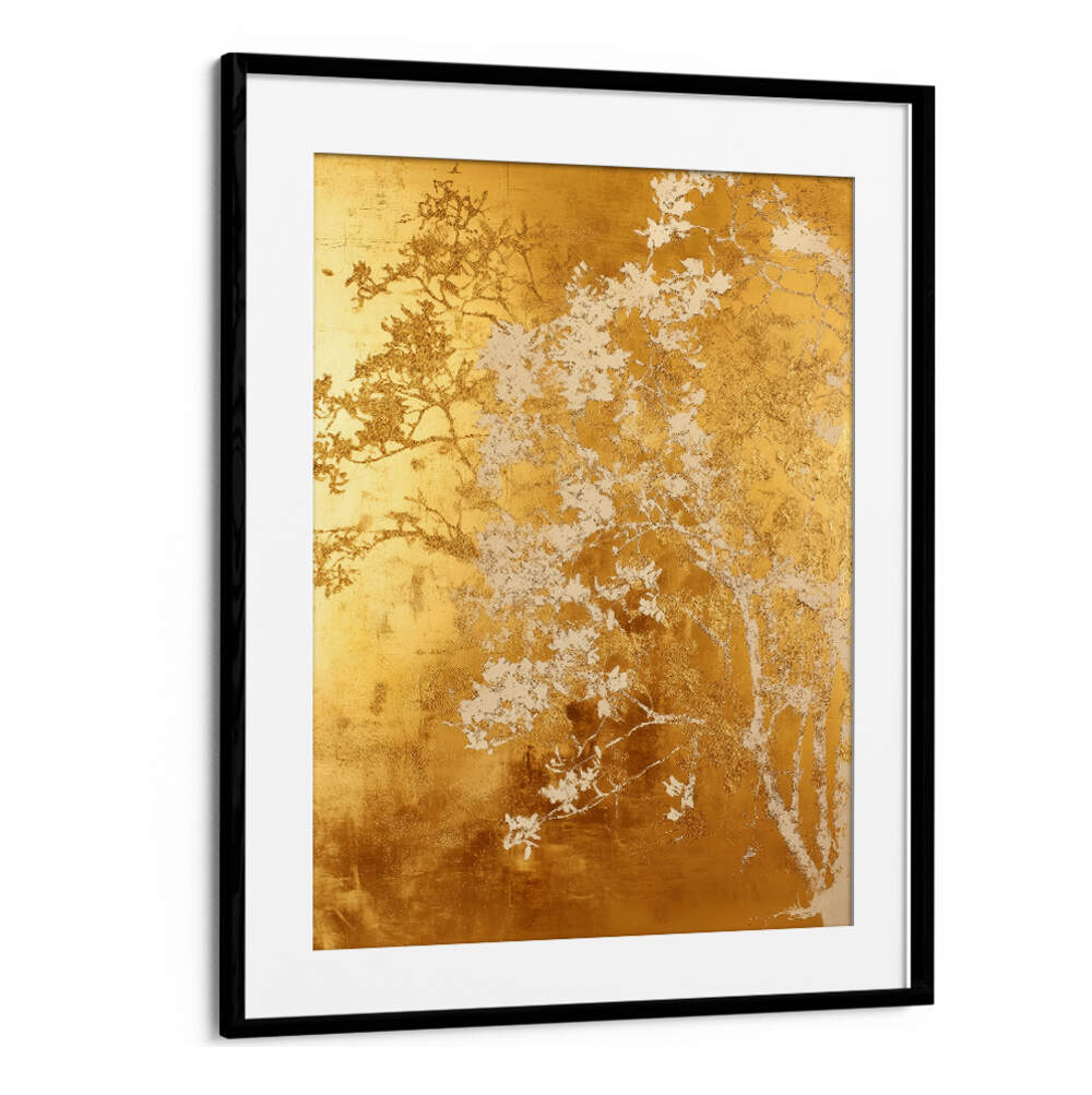 WHITE AND GOLD NATURE LANDSCAPE II , FLORAL FLOWER PAINTINGS