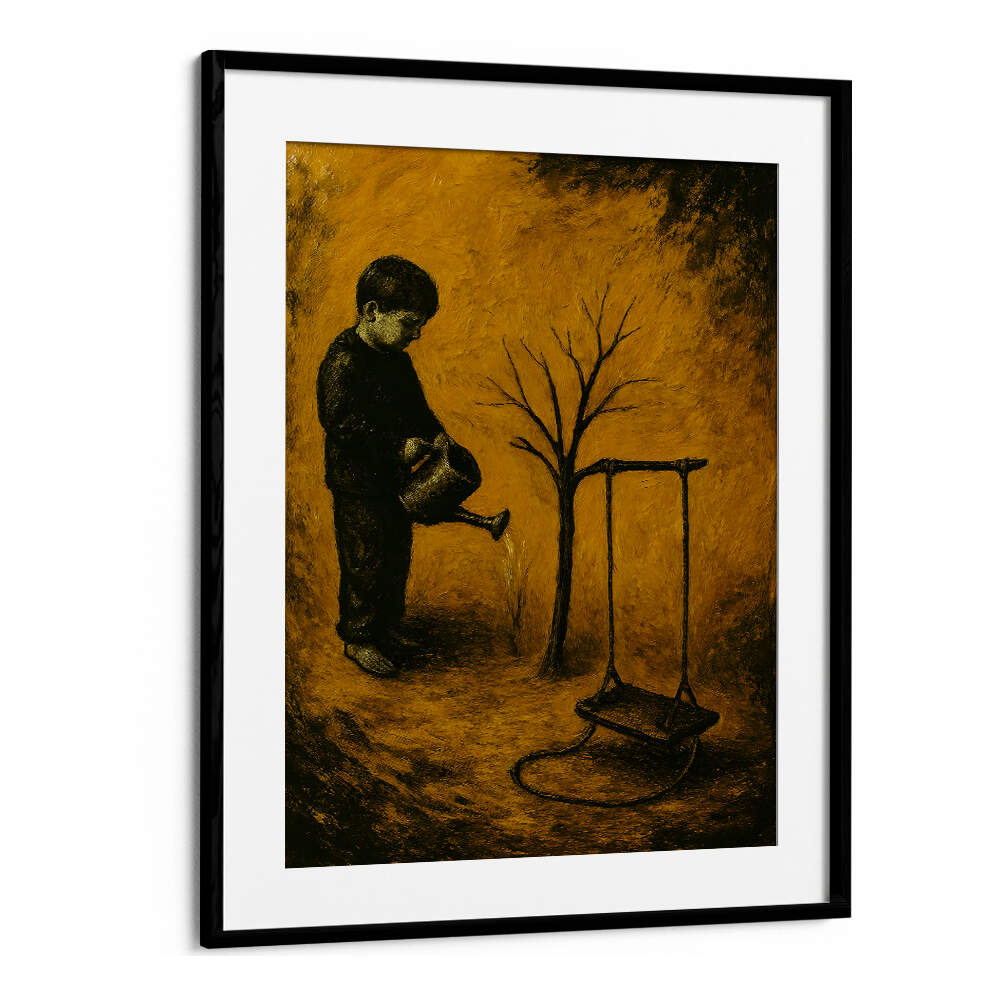 WOMAN BESIDE THE BARREN TREE , EXPRESSIONISM PAINTINGS