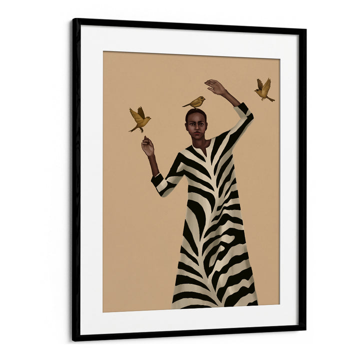 WOMAN WITH BIRDS & ZEBRA, SURREAL ART PRINTS