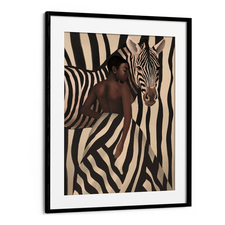 WOMAN AND ZEBRA, SURREAL ART PRINTS