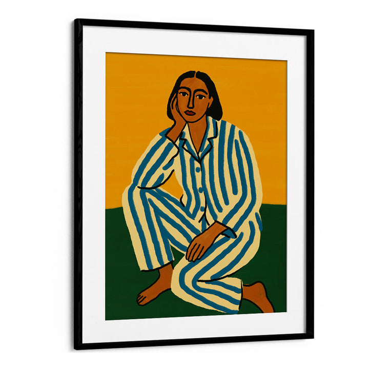 WOMAN IN STRIPED PAJAMAS , PORTRAITS & FIGURATIVE ILLUSTRATIONS