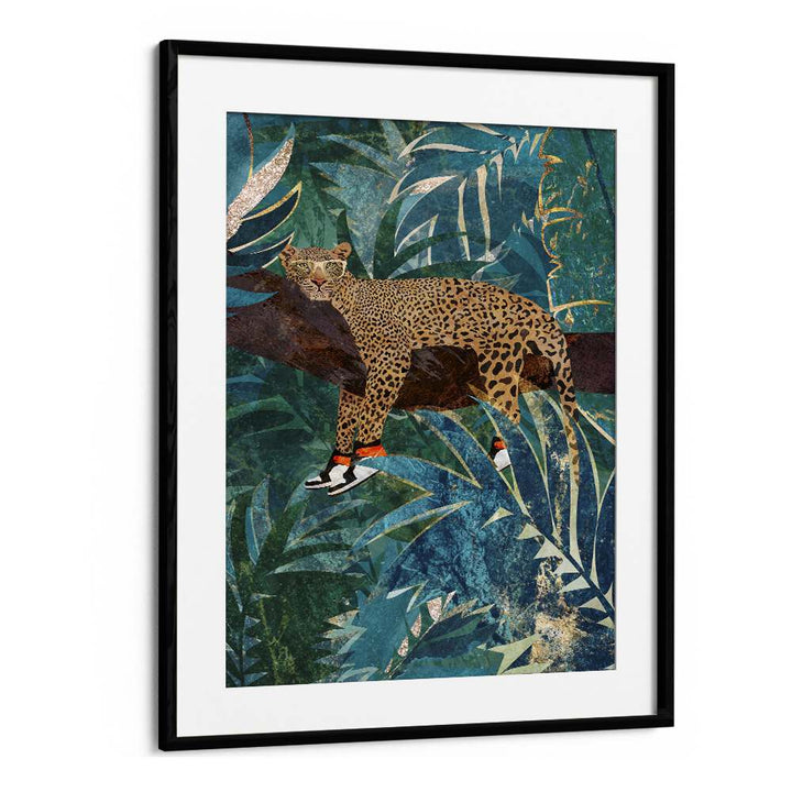 LEOPARD WEARING SNEAKERS IN JUNGLE BY SARAH MANOVSKI, WILDLIFE PAINTING