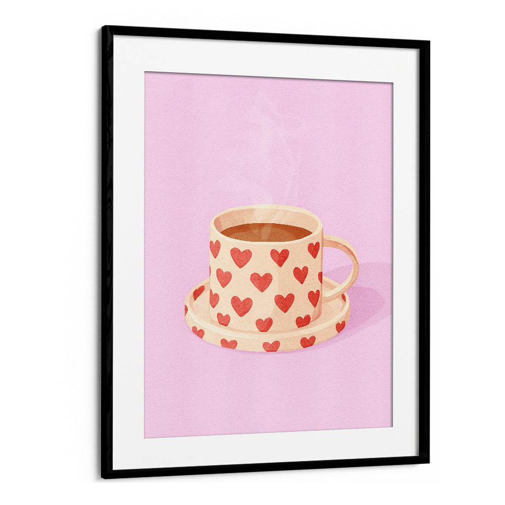 PINK HEART MUG WARM COFFEE