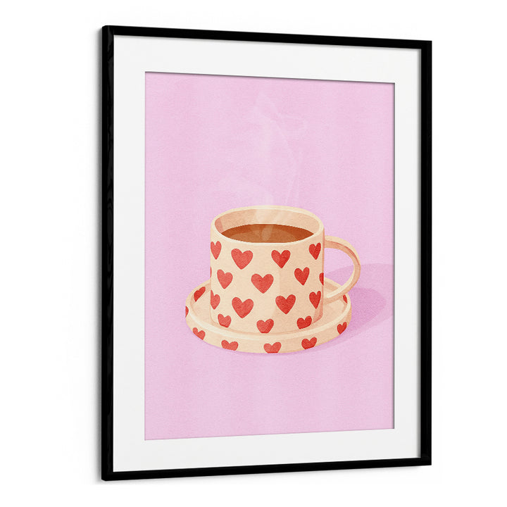 PINK HEART MUG WARM COFFEE