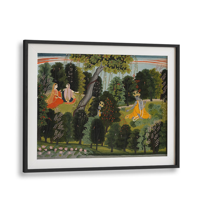 SAKHI PERSUADES RADHA TO MEET KRISHNA, , INDIAN ART PAINTINGS