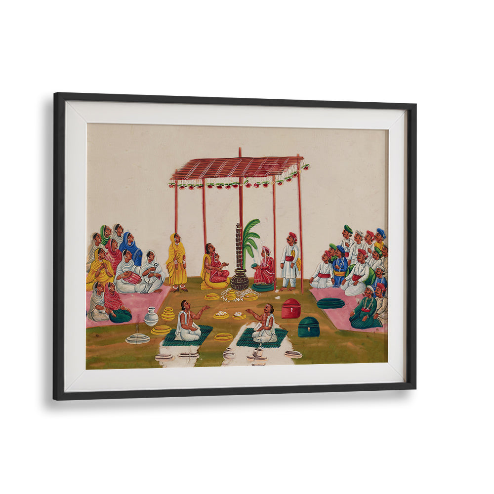 A MARRIAGE CEREMONY DURING 19TH CENTURY , INDIAN ART PAINTINGS