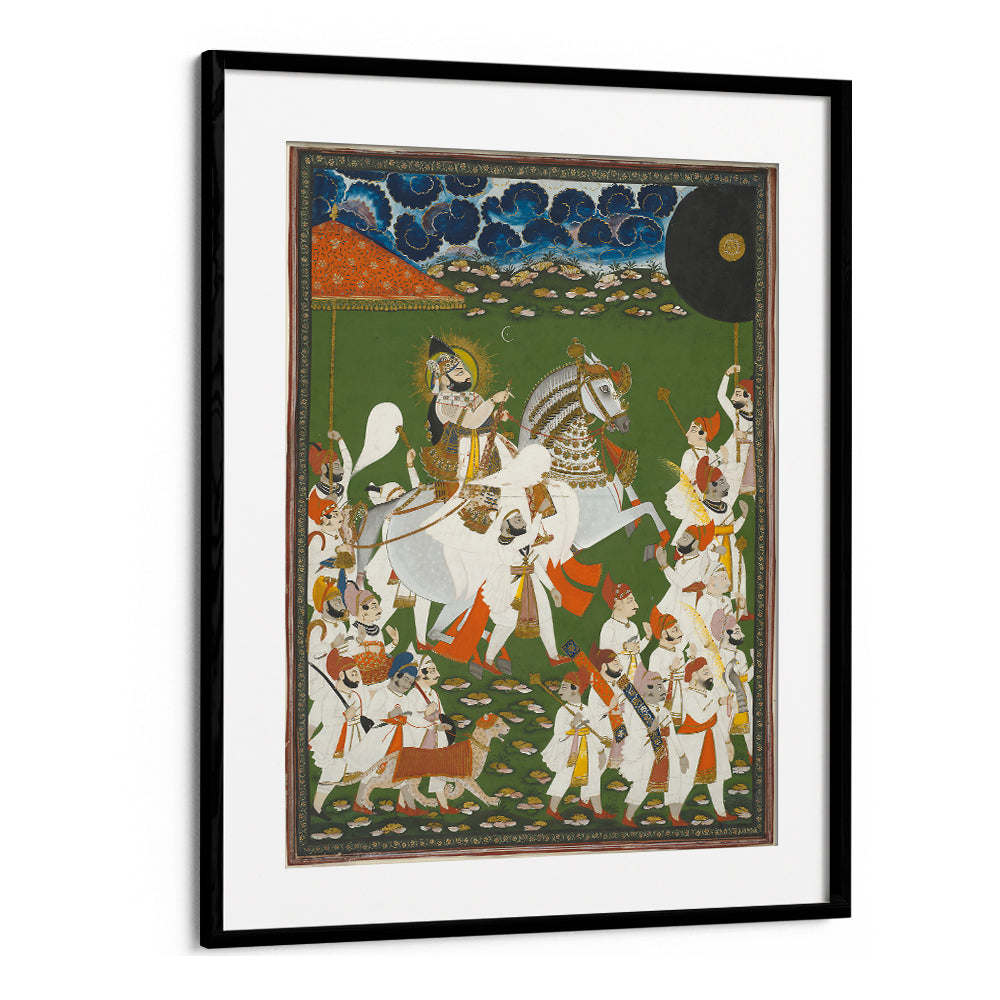 MAHARANA BHIM SINGH IN PROCESSION BY GHASI , INDIAN ART PAINTINGS