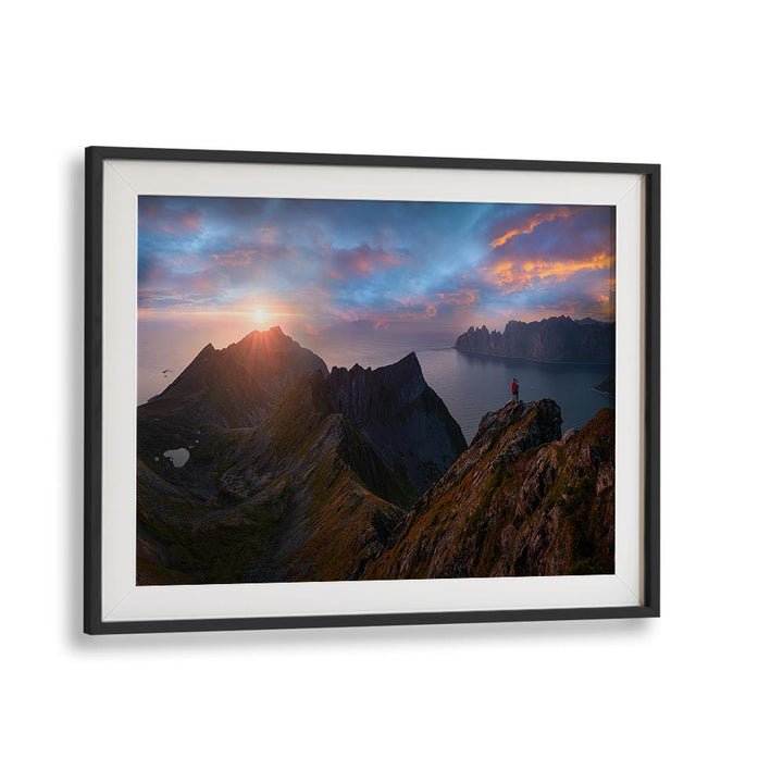 Breathtaking sunset over rugged mountains in LOVERS AT THE ENDS OF THE EARTH, PHOTOGRAPHY PRINTS by Blackmount.