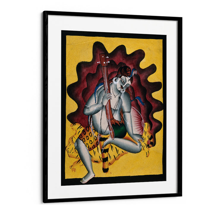 SHIVA SITS ON A TIGER SKIN , INDIAN ART PAINTINGS