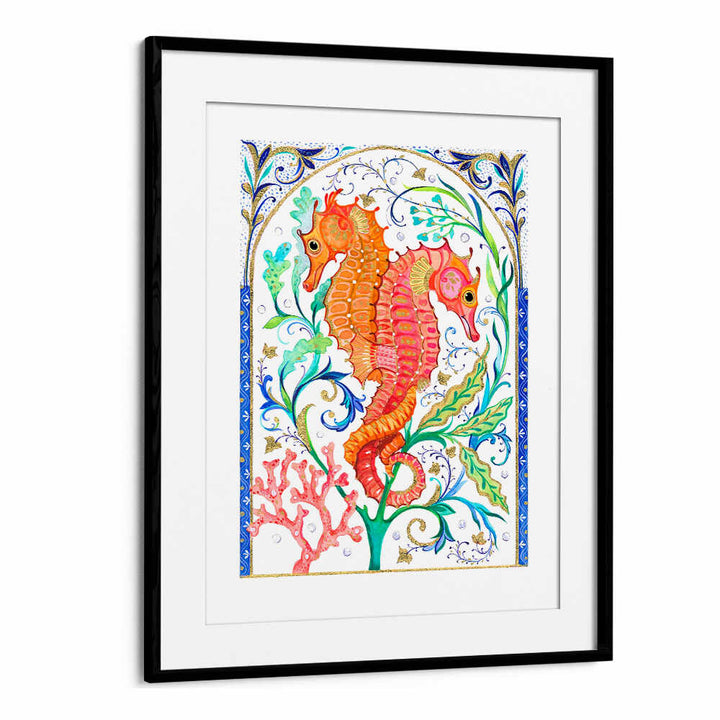 TWO VIBRANT SEAHORSES , BEACH PAINTINGS