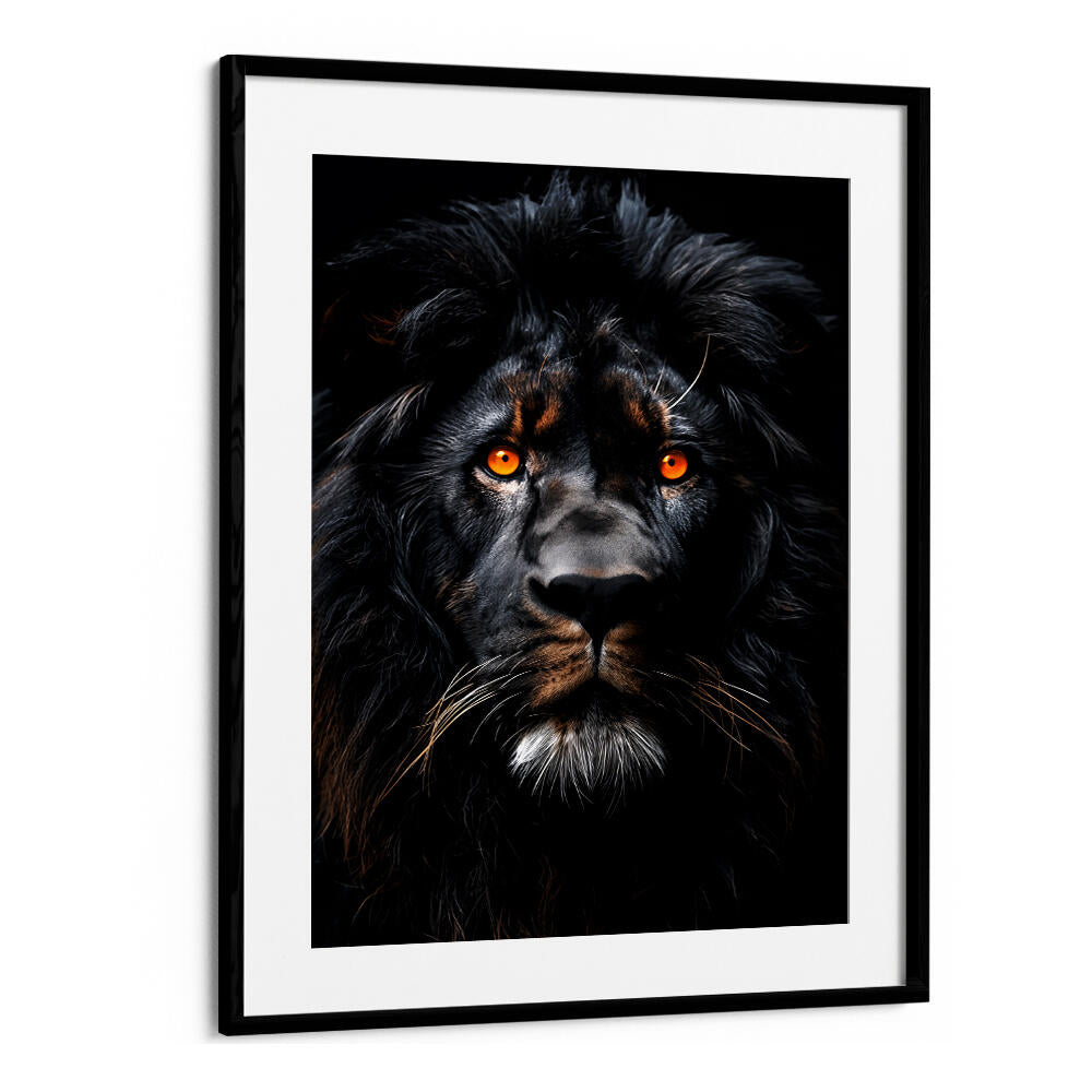 LION BLACK WATERCOLOR ANIMAL ART , WILD LIFE & ANIMAL PAINTINGS