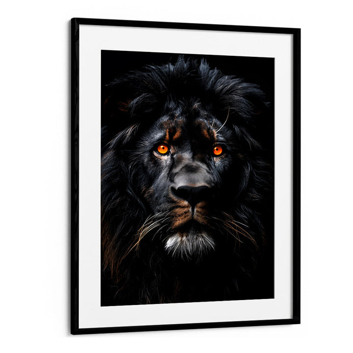 LION BLACK WATERCOLOR ANIMAL ART , WILD LIFE & ANIMAL PAINTINGS
