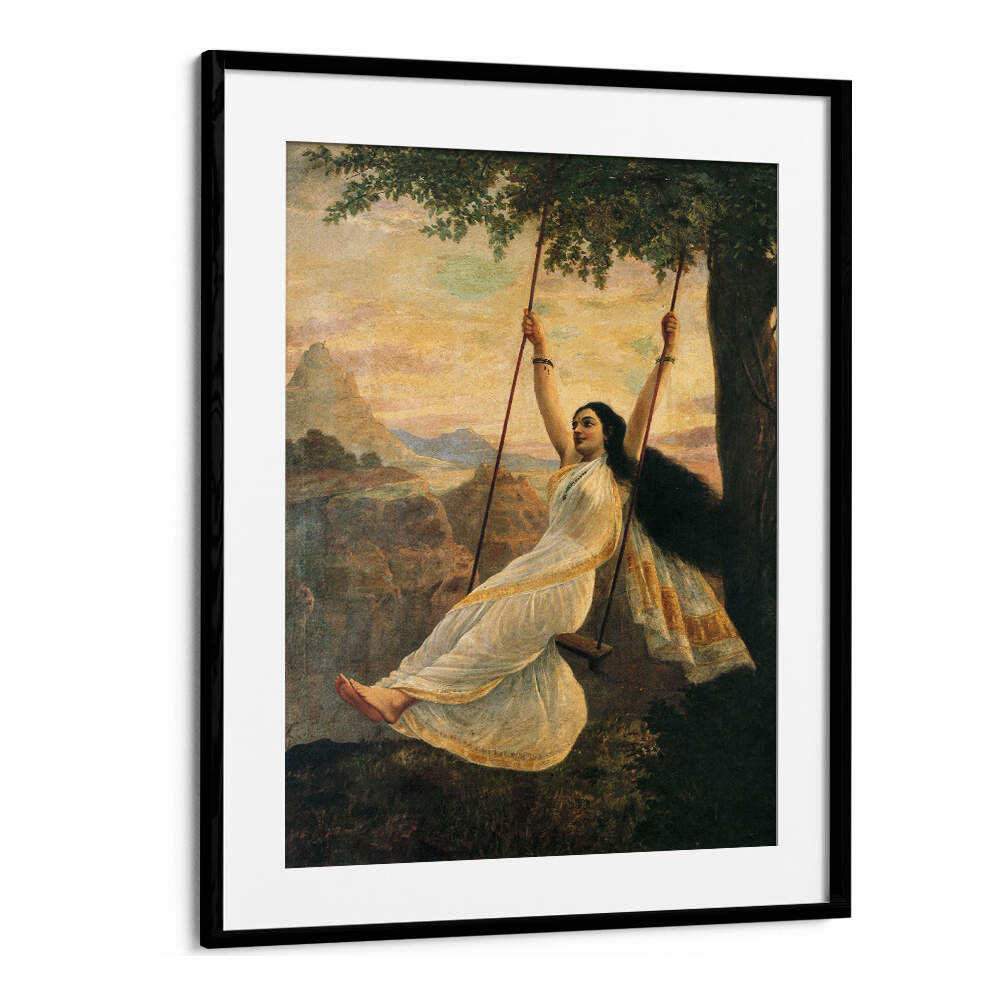 MOHINI ON A SWING , INDIAN ART PAINTINGS