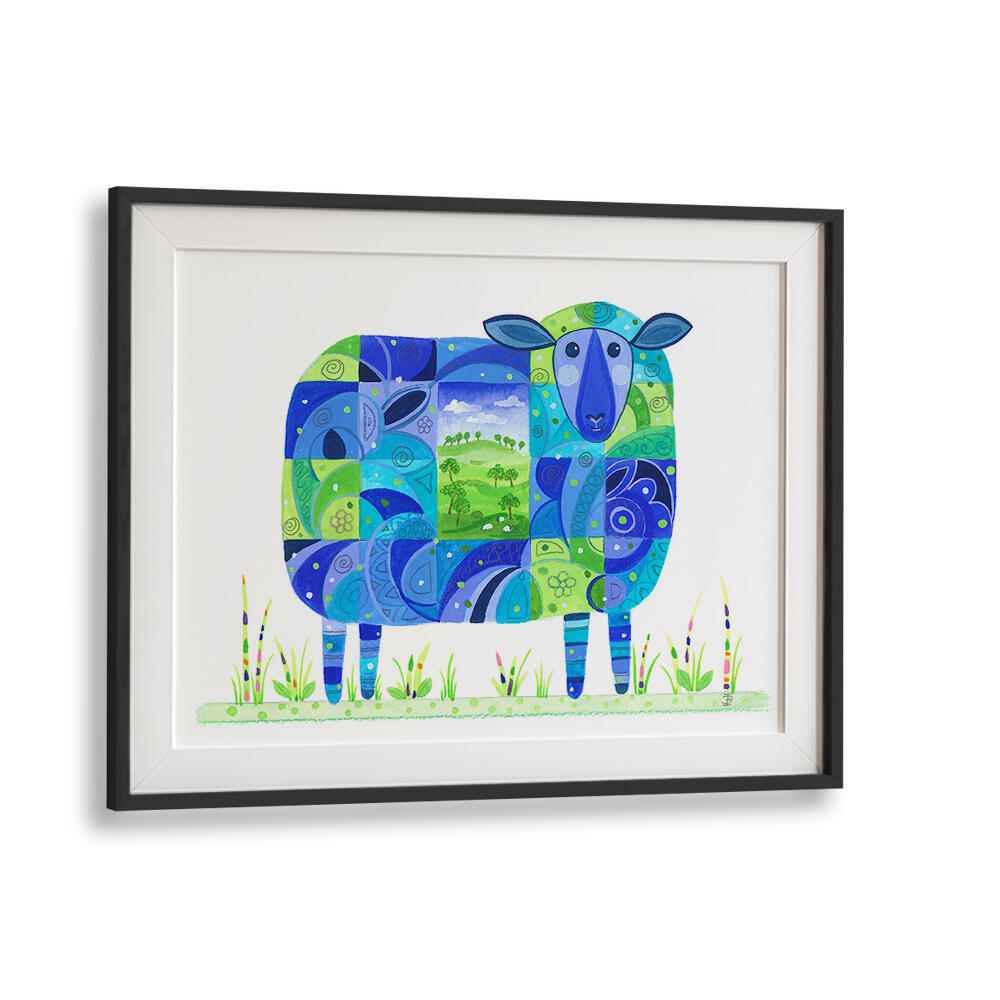 BLUE SHEEP ABSTRACT , KIDS ROOM PAINTINGS