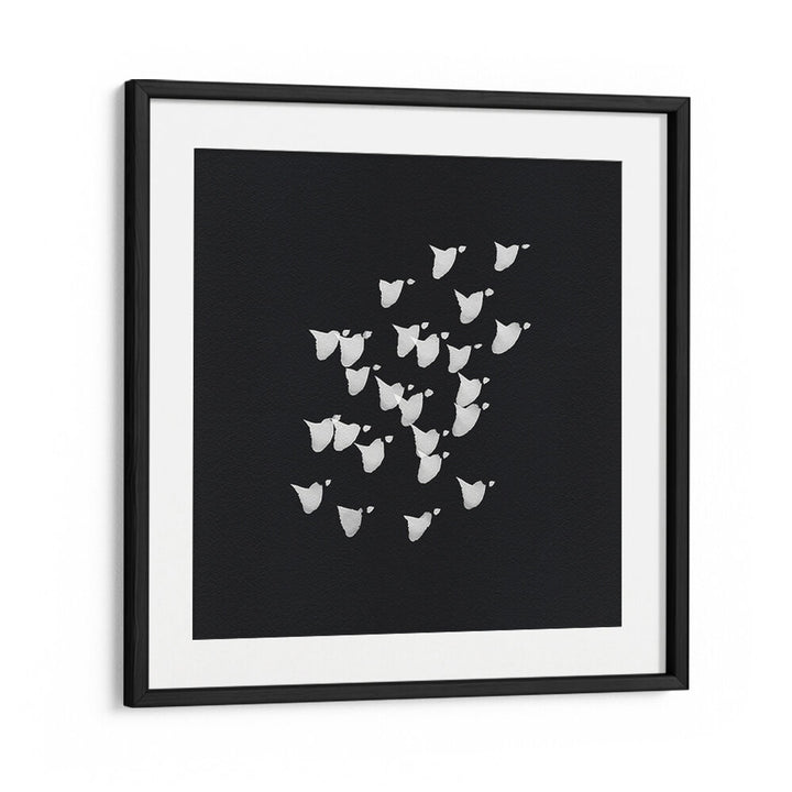 Captivating BIRDS IN FLIGHT UPWARDS BW, ABSTRACT PAINTINGS showcasing ethereal freedom in modern artistry for your space.