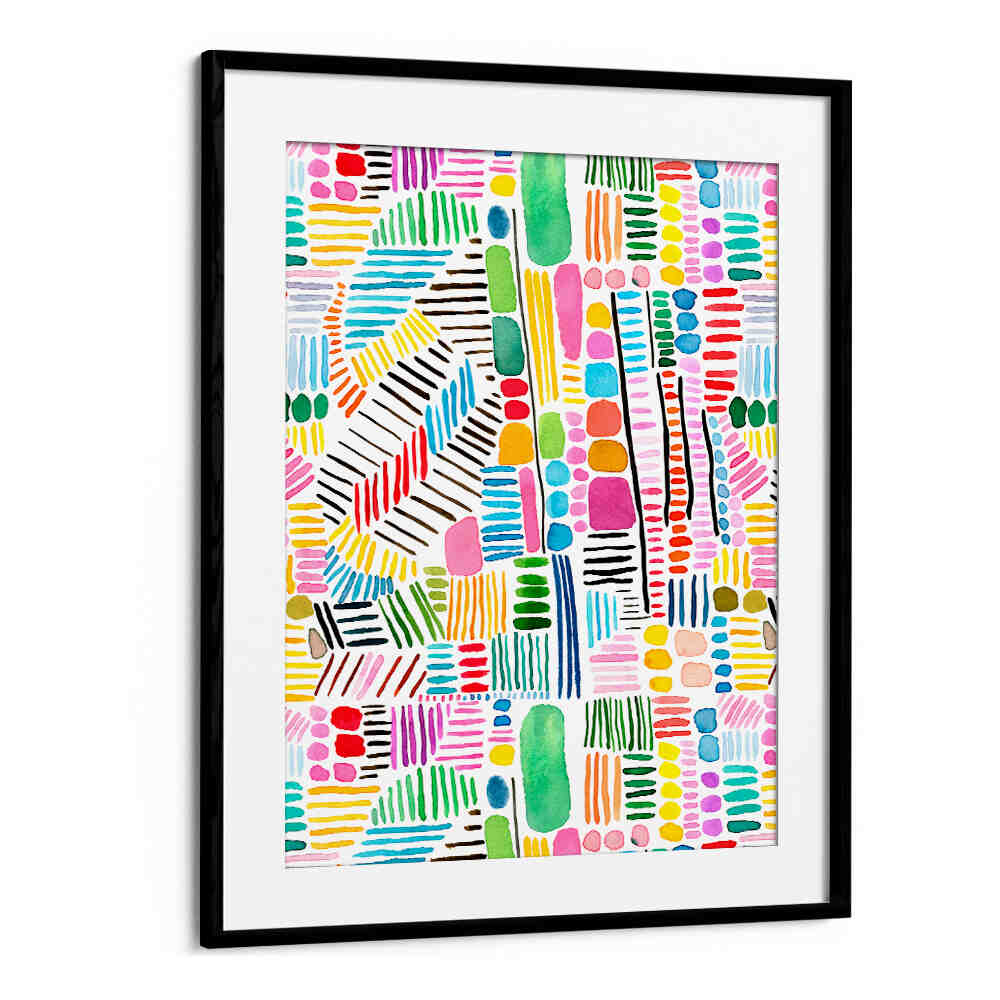 RAINBOW STITCHES WHITE BG , PATTERN ART PRINTS