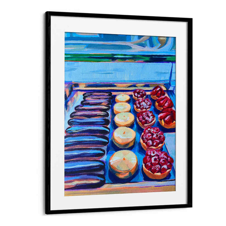 PÂTISSERIE , KITCHEN POSTERS by Blackmount — framed colorful bakery print with eclairs, lemon tarts and raspberry pastries