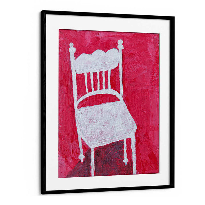 Stylish WHITE CHAIR , FASHION POSTERS in elegant frame, perfect for modern home decor or fashion studios.