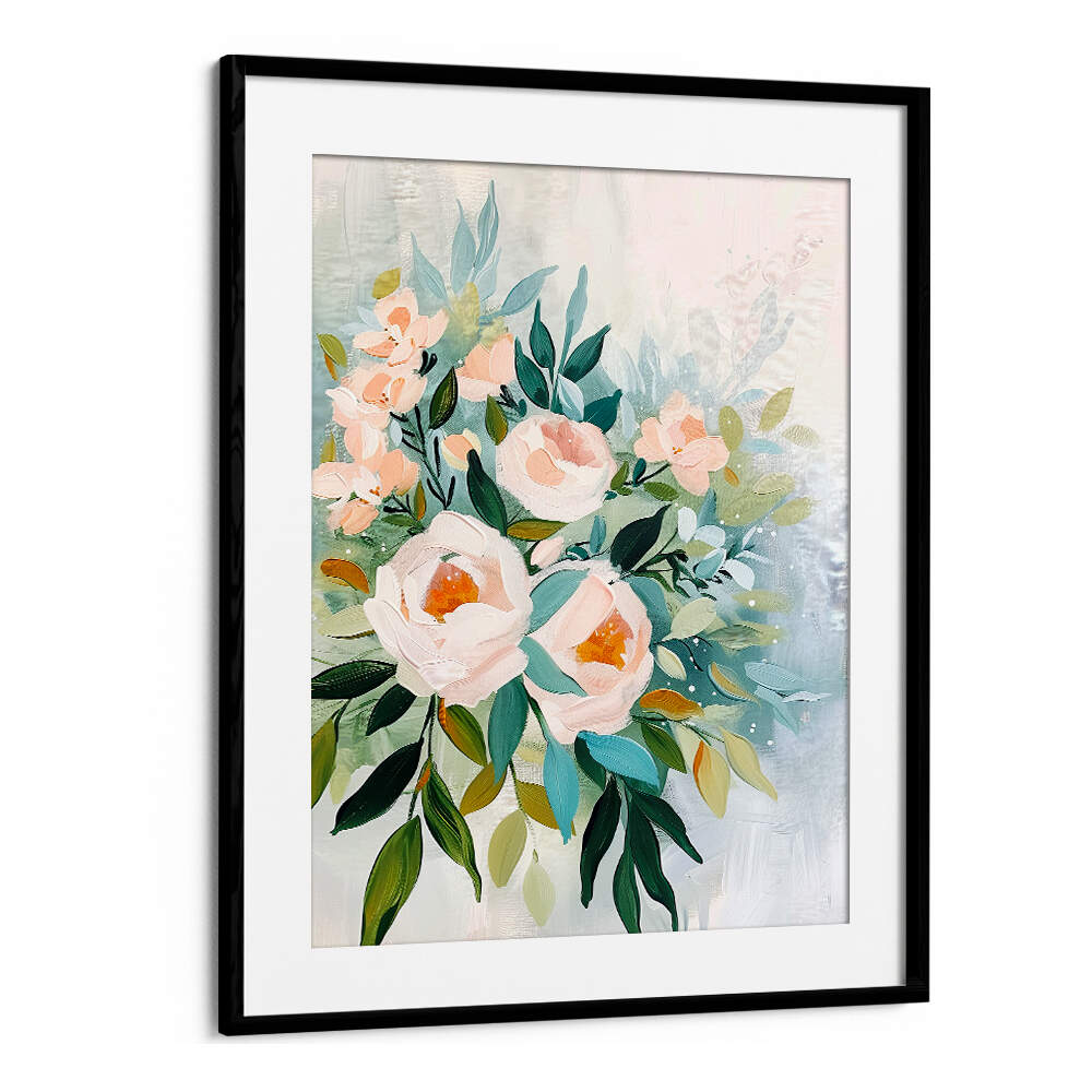 EVERGREEN GREEN PAINTERLY FLORALS III ,FLORAL FLOWER PAINTINGS