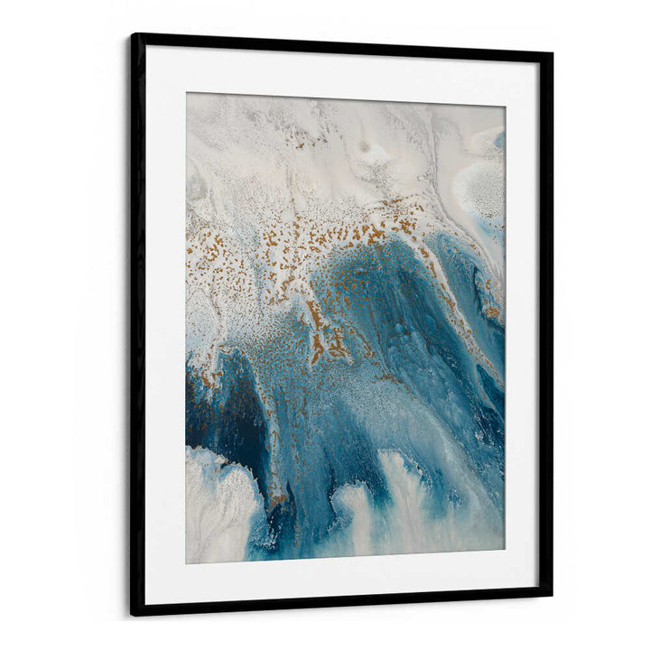 Vibrant blues and golds in TIDAL SHORES, ABSTRACT PAINTINGS, perfect for energizing your home or office space.