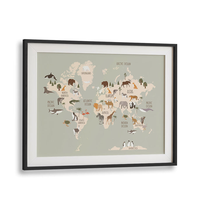 WILDLIFE WORLD MAP , KIDS ROOM PAINTINGS