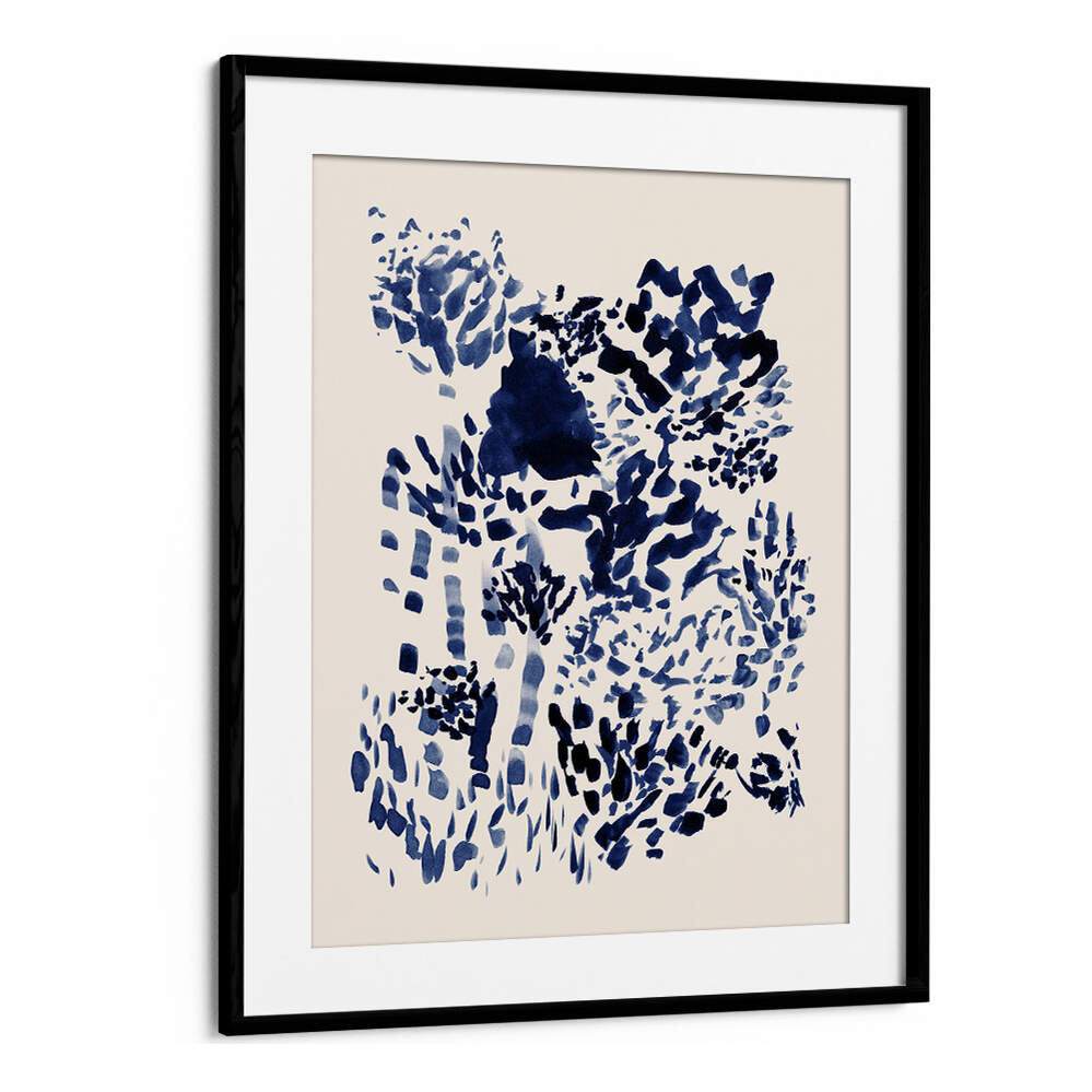 Navy blue free flowing garden abstract paintings featuring fluid brush strokes for a captivating home decor upgrade.